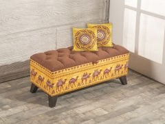 Camel Desenli Sandıklı Puf +2 Kırlent