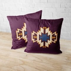 Kilim Desenli Bordo Ayaklı Puf +2 Kırlent Kılıfı-KP10-11