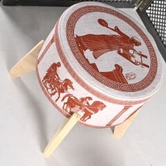 Antik Efes Desenli Ayaklı Puf +2 Kırlent Kılıfı-KP10-43