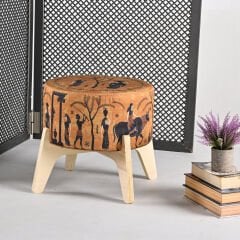 Antik Sümer Desenli Ayaklı Puf +2 Kırlent Kılıfı-KP10-44