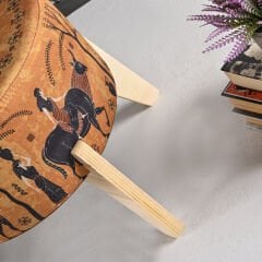 Antik Sümer Desenli Ayaklı Puf +2 Kırlent Kılıfı-KP10-44