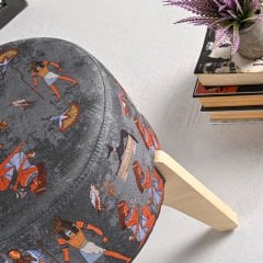 Antik Mısır Desenli Ayaklı Puf +2 Kırlent Kılıfı-KP10-45