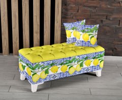 Çinili Limon Desenli Sandıklı Puf +2 Kırlent