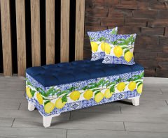 Çinili Limon Desenli Sandıklı Puf +2 Kırlent