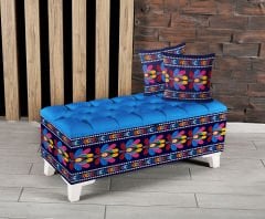 Nakış Çiçekler Desenli Sandıklı Puf +2 Kırlent